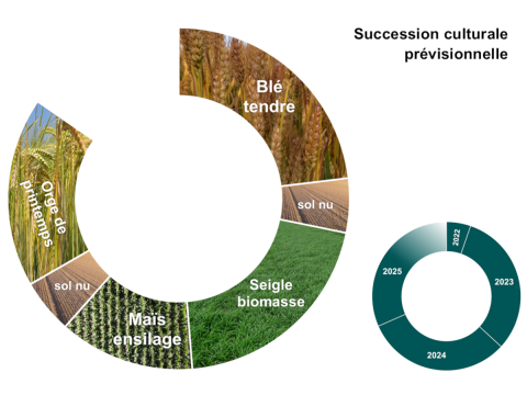 Succession culturale prévisionnelle du système Méthanisation Orientation Animale Succession culturale prévisionnelle du système Méthanisation Orientation Animale, blé, seigle biomasse, maïs ensillage, orge de printemps
